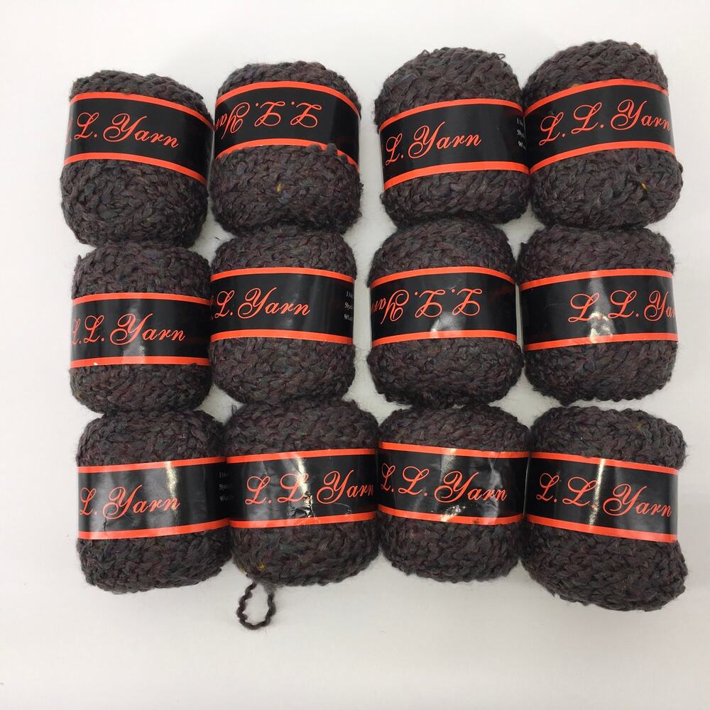 Vintage LL Yarn Boucle Yarn Whimsigoth Y2K Craft Supplies Dark Grey LOT 12